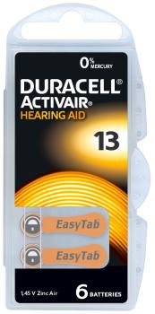 DURACELL®  EasyTab Activair 13 PR48 HörgeräteBatterie 6er Blister (orange)