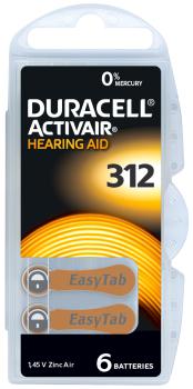 DURACELL® EasyTab Activair 312 PR41 HörgeräteBatterie 6er Blister (braun)