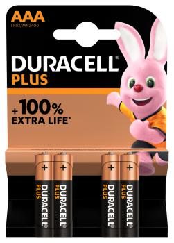 4er Blister DURACELL® Plus 100% EXTRA LIFE MN2400 Micro AAA Batterie