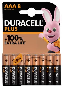 8er Blister DURACELL®  Plus +100% EXTRA LIFE MN2400 Micro AAA Alkaline Batterie