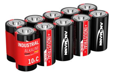 10er Pappschachtel ANSMANN® Industrial Alkaline Batterie Baby C / LR14