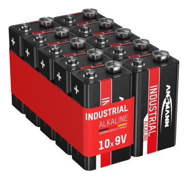10er Pappschachtel ANSMANN® Industrial Alkaline Batterie Block E / 6LR61